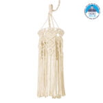 GloboStar® BAHRI 36211 Boho Κρεμαστό Φωτιστικό Μακραμέ Μονόφωτο 1 x E27 IP20 Μπεζ Ύφασμα - Μ20 x Π20 x Υ65cm
