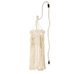 GloboStar® BAHRI 36211 Boho Κρεμαστό Φωτιστικό Μακραμέ Μονόφωτο 1 x E27 IP20 Μπεζ Ύφασμα - Μ20 x Π20 x Υ65cm - Image 3