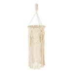 GloboStar® BAHRI 36211 Boho Κρεμαστό Φωτιστικό Μακραμέ Μονόφωτο 1 x E27 IP20 Μπεζ Ύφασμα - Μ20 x Π20 x Υ65cm - Image 5