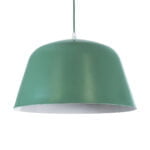 GloboStar® UPVALE 01285 Μοντέρνο Κρεμαστό Φωτιστικό Οροφής Μονόφωτο 1 x E27 Γκρι Πράσινο Μεταλλικό Καμπάνα Φ40 x Y24cm - Image 2