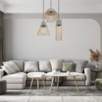 GloboStar® DURANT 01322 Μοντέρνο Industrial Κρεμαστό Φωτιστικό Οροφής Μονόφωτο Γκρι Μπεζ Τσιμέντο Πλέγμα Φ12 x Y40cm - Image 12