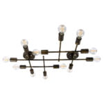 GloboStar® PIPING 00669-1 Vintage Φωτιστικό Οροφής Πλέγμα Πολύφωτο 12 x E27 IP20 Μπρούτζινο Μέταλλο - Μ78.5 x Π9.5 x Υ64cm - Image 2