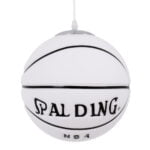 GloboStar® SPALDING NBA 01031 Παιδικό Κρεμαστό Φωτιστικό Μπάλα Μονόφωτο 1 x E27 IP20 Λευκό & Μαύρο Γυαλί - Μ25 x Π25 x Υ25cm - Image 2