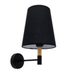 GloboStar® LYDFORD 01432 Μοντέρνο Φωτιστικό Τοίχου Απλίκα Μονόφωτο Μαύρο με Μπέζ Ξύλο Μεταλλικό Φ20 x Y36cm - Image 2