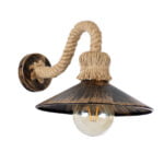 GloboStar® BRASSO 01132 Vintage Φωτιστικό Τοίχου Απλίκα Μονόφωτο 1 x E27 Καφέ Σκουριά Μεταλλικό Καμπάνα με Μπεζ Σχοινί Μ38 x Π26.7 x Υ22cm - Image 2