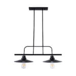 GloboStar® REGAL 01007 Vintage Industrial Φωτιστικό Οροφής Δίφωτο Μαύρο Μεταλλικό Ράγα Μ67 x Π26 x Υ85cm - Image 2