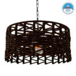 GloboStar® VERA 00920 Boho Κρεμαστό Φωτιστικό Πλέγμα Μονόφωτο 1 x E27 IP20 Καφέ Σχοινί - Μ50 x Π50 x Υ30cm