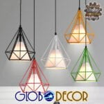 GloboStar® KAIRI 01622 Μοντέρνο Industrial Κρεμαστό Φωτιστικό Οροφής Μονόφωτο 1 x E27 Πράσινο με Άσπρο Ύφασμα Μεταλλικό Πλέγμα Φ38 x Υ39cm - Image 9