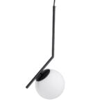 GloboStar® MONROE 00959 Μοντέρνο Κρεμαστό Φωτιστικό Μπάλα Μονόφωτο 1 x E27 IP20 Μαύρο Μέταλλο με Λευκό Γυαλί - Μ15 x Π15 x Υ49cm - Image 2