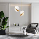 GloboStar® HUDSON 01555 Μοντέρνο Κρεμαστό Φωτιστικό Οροφής Μονόφωτο 1 x E27 Λευκό με Χρυσό Φ30 x Υ34cm - Image 10