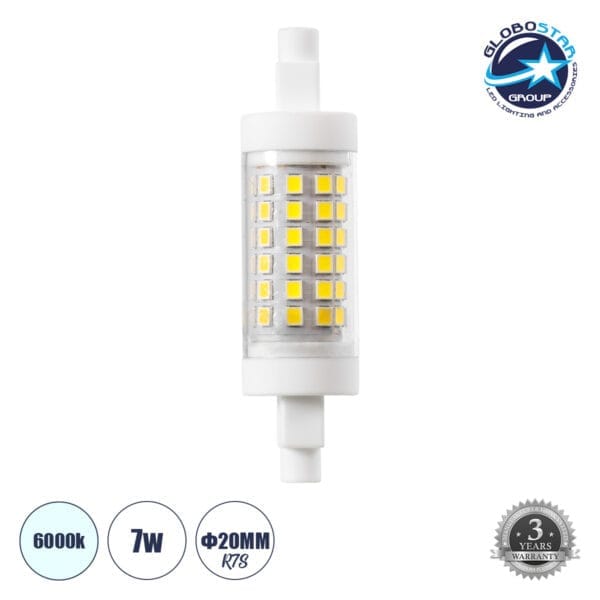 GloboStar® 60393 Λάμπα LED R7S 78mm 7W 847lm 360° AC 220-240V IP20 Φ2 x Υ7.8cm Ψυχρό Λευκό 6000K - 3 Years Warranty