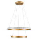 GloboStar® DIAMOND DUO 61151 Κρεμαστό Φωτιστικό Δαχτυλίδι-Κύκλος LED CCT 75W 8743lm 360° AC 220-240V - Εναλλαγή Φωτισμού μέσω Τηλεχειριστηρίου All In One Ψυχρό 6000k+Φυσικό 4500k+Θερμό 2700k Dimmable Φ40+60cm - Χρυσό Βούρτσας - 3 Years Warranty - Image 4