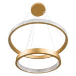 GloboStar® DIAMOND DUO 61151 Κρεμαστό Φωτιστικό Δαχτυλίδι-Κύκλος LED CCT 75W 8743lm 360° AC 220-240V - Εναλλαγή Φωτισμού μέσω Τηλεχειριστηρίου All In One Ψυχρό 6000k+Φυσικό 4500k+Θερμό 2700k Dimmable Φ40+60cm - Χρυσό Βούρτσας - 3 Years Warranty - Image 5