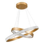 GloboStar® DIAMOND DUO 61151 Κρεμαστό Φωτιστικό Δαχτυλίδι-Κύκλος LED CCT 75W 8743lm 360° AC 220-240V - Εναλλαγή Φωτισμού μέσω Τηλεχειριστηρίου All In One Ψυχρό 6000k+Φυσικό 4500k+Θερμό 2700k Dimmable Φ40+60cm - Χρυσό Βούρτσας - 3 Years Warranty - Image 6