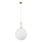 GloboStar® BELLISSIMO 61488 Μοντέρνο Κρεμαστό Φωτιστικό Μπάλα Μονόφωτο 1 x E27 IP20 Λευκό Γυαλί με Χρυσό Μέταλλο - Μ40 x Π40 x Υ62cm - Image 3