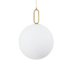 GloboStar® BELLISSIMO 61488 Μοντέρνο Κρεμαστό Φωτιστικό Μπάλα Μονόφωτο 1 x E27 IP20 Λευκό Γυαλί με Χρυσό Μέταλλο - Μ40 x Π40 x Υ62cm - Image 4