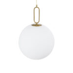 GloboStar® BELLISSIMO 61488 Μοντέρνο Κρεμαστό Φωτιστικό Μπάλα Μονόφωτο 1 x E27 IP20 Λευκό Γυαλί με Χρυσό Μέταλλο - Μ40 x Π40 x Υ62cm - Image 5