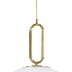GloboStar® BELLISSIMO 61488 Μοντέρνο Κρεμαστό Φωτιστικό Μπάλα Μονόφωτο 1 x E27 IP20 Λευκό Γυαλί με Χρυσό Μέταλλο - Μ40 x Π40 x Υ62cm - Image 6