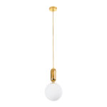 GloboStar® ESTETICO 61492 Μοντέρνο Κρεμαστό Φωτιστικό Μπάλα Μονόφωτο 1 x E27 IP20 Λευκό Γυαλί με Χρυσό Μέταλλο - Μ20 x Π20 x Υ38cm - Image 3