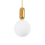 GloboStar® ESTETICO 61492 Μοντέρνο Κρεμαστό Φωτιστικό Μπάλα Μονόφωτο 1 x E27 IP20 Λευκό Γυαλί με Χρυσό Μέταλλο - Μ20 x Π20 x Υ38cm - Image 4