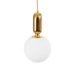 GloboStar® ESTETICO 61492 Μοντέρνο Κρεμαστό Φωτιστικό Μπάλα Μονόφωτο 1 x E27 IP20 Λευκό Γυαλί με Χρυσό Μέταλλο - Μ20 x Π20 x Υ38cm - Image 5