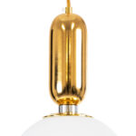 GloboStar® ESTETICO 61492 Μοντέρνο Κρεμαστό Φωτιστικό Μπάλα Μονόφωτο 1 x E27 IP20 Λευκό Γυαλί με Χρυσό Μέταλλο - Μ20 x Π20 x Υ38cm - Image 6