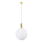 GloboStar® ESTETICO 61494 Μοντέρνο Κρεμαστό Φωτιστικό Μπάλα Μονόφωτο 1 x E27 IP20 Λευκό Γυαλί με Χρυσό Μέταλλο - Μ40 x Π40 x Υ58cm - Image 3