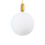 GloboStar® ESTETICO 61494 Μοντέρνο Κρεμαστό Φωτιστικό Μπάλα Μονόφωτο 1 x E27 IP20 Λευκό Γυαλί με Χρυσό Μέταλλο - Μ40 x Π40 x Υ58cm - Image 4