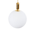 GloboStar® ESTETICO 61494 Μοντέρνο Κρεμαστό Φωτιστικό Μπάλα Μονόφωτο 1 x E27 IP20 Λευκό Γυαλί με Χρυσό Μέταλλο - Μ40 x Π40 x Υ58cm - Image 5