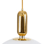 GloboStar® ESTETICO 61494 Μοντέρνο Κρεμαστό Φωτιστικό Μπάλα Μονόφωτο 1 x E27 IP20 Λευκό Γυαλί με Χρυσό Μέταλλο - Μ40 x Π40 x Υ58cm - Image 6