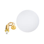 GloboStar® ESTETICO 61494 Μοντέρνο Κρεμαστό Φωτιστικό Μπάλα Μονόφωτο 1 x E27 IP20 Λευκό Γυαλί με Χρυσό Μέταλλο - Μ40 x Π40 x Υ58cm - Image 8