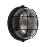 GloboStar® BOATLIGHT 61589 Vintage Industrial Φωτιστικό Τοίχου - Απλίκα - Καραβοχελώνα Εξωτερικού Χώρου Δίφωτο 2 x E27 AC220-240V Αδιάβροχο IP65 - Σώμα Αλουμινίου & Tempered Glass - Φ24 x Υ11cm - Μαύρο - Στρόγγυλο - 5 Years Warranty - Image 3