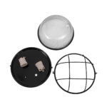 GloboStar® BOATLIGHT 61589 Vintage Industrial Φωτιστικό Τοίχου - Απλίκα - Καραβοχελώνα Εξωτερικού Χώρου Δίφωτο 2 x E27 AC220-240V Αδιάβροχο IP65 - Σώμα Αλουμινίου & Tempered Glass - Φ24 x Υ11cm - Μαύρο - Στρόγγυλο - 5 Years Warranty - Image 8