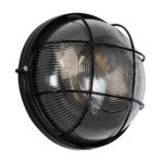 GloboStar® BOATLIGHT 61589 Vintage Industrial Φωτιστικό Τοίχου - Απλίκα - Καραβοχελώνα Εξωτερικού Χώρου Δίφωτο 2 x E27 AC220-240V Αδιάβροχο IP65 - Σώμα Αλουμινίου & Tempered Glass - Φ24 x Υ11cm - Μαύρο - Στρόγγυλο - 5 Years Warranty - Image 9