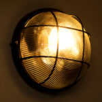 GloboStar® BOATLIGHT 61589 Vintage Industrial Φωτιστικό Τοίχου - Απλίκα - Καραβοχελώνα Εξωτερικού Χώρου Δίφωτο 2 x E27 AC220-240V Αδιάβροχο IP65 - Σώμα Αλουμινίου & Tempered Glass - Φ24 x Υ11cm - Μαύρο - Στρόγγυλο - 5 Years Warranty - Image 10