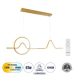 GloboStar® WINDY 61293 Κρεμαστό Φωτιστικό Οροφής Design LED CCT 67W 7504lm 300° AC 220-240V - Εναλλαγή Φωτισμού μέσω Τηλεχειριστηρίου All In One Ψυχρό 6000k+Φυσικό 4500k+Θερμό 2700k Dimmable Μ120 x Π4 x Υ30cm - Χρυσό Βούρτσας - 3 Years Warranty - Image 2