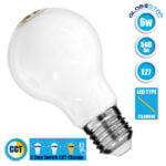 GloboStar® 99242 Λάμπα E27 A60 Γλόμπος LED CCT FILAMENT 6W 560 lm 320° AC 85-265V με Λευκό Γαλακτερό Γυαλί 3 Step Switch CCT Change Θερμό Λευκό - Φυσικό Λευκό - Ψυχρό Λευκό