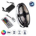 Σετ Ταινία LED 5m 36W/5m 12V 150LED 5050 SMD 600lm/m 120° IP20 με Ασύρματο Χειριστήριο και Τροφοδοτικό RGB GloboStar 06008