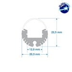 GloboStar® 70817-1M Κρεμαστό Προφίλ Αλουμινίου Ανοδιωμένο με Οβάλ Λευκό Οπάλ Κάλυμμα για 1 Σειρά Ταινίας LED Πατητό - Press On 1 Μέτρο - Image 2