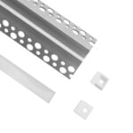 GloboStar® PLASTERBOARD-PROFILE 70821-3M Προφίλ Αλουμινίου - Βάση & Ψύκτρα Ταινίας LED με Λευκό Γαλακτερό Κάλυμμα - Χωνευτή Γωνιακή Χρήση σε Εξωτερική Γωνία Γυψοσανίδας - Trimless - Πατητό Κάλυμμα - Ασημί - 3 Μέτρα - Πακέτο 5 Τεμαχίων - Μ300 x Π4.5 x Υ2cm - Image 2