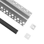 GloboStar® PLASTERBOARD-PROFILE 70822-3M Προφίλ Αλουμινίου - Βάση & Ψύκτρα Ταινίας LED με Μαύρο Φιμέ Κάλυμμα - Χωνευτή Γωνιακή Χρήση σε Εξωτερική Γωνία Γυψοσανίδας - Trimless - Πατητό Κάλυμμα - Ασημί - 3 Μέτρα - Πακέτο 5 Τεμαχίων - Μ300 x Π4.5 x Υ2cm - Image 2
