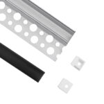 GloboStar® PLASTERBOARD-PROFILE 70835-3M Προφίλ Αλουμινίου - Βάση & Ψύκτρα Ταινίας LED με Μαύρο Φιμέ Κάλυμμα - Χωνευτή Τερματική Χρήση σε Τελείωμα Γυψοσανίδας ή σε Πλακάκι - Trimless - Πατητό Κάλυμμα - Ασημί - 3 Μέτρα - Πακέτο 5 Τεμαχίων - Μ300 x Π3.1 x Υ1.3cm - Image 3