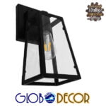 GloboStar® ASETYLIN 01032 Vintage Industrial Φωτιστικό Τοίχου Απλίκα Μονόφωτο Μαύρο Μεταλλικό με Γυαλί Μ17 x Π14 x Υ34cm
