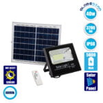 GloboStar® HERMES 71555 Αυτόνομος Ηλιακός Προβολέας LED SMD 40W 3200lm με Ενσωματωμένη Μπαταρία 5000mAh - Φωτοβολταϊκό Πάνελ με Αισθητήρα Ημέρας-Νύχτας και Ασύρματο Χειριστήριο RF 2.4Ghz Αδιάβροχος IP66 Ψυχρό Λευκό 6000K - 3 Χρόνια Εγγύηση