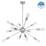 GloboStar® MILANO 01487 Μοντέρνο Industrial Φωτιστικό Οροφής Πολύφωτο 12 x E27 Ασημί Νίκελ Μεταλλικό Φ80 x Y78cm