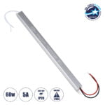 GloboStar® 73001 Μεταλλικό Τροφοδοτικό PELV Ultra Slim για Προϊόντα LED 60W 5A - AC 220-240V σε DC 12V - IP20 L31 x W1.8 x H1.8cm - 3 Years Warranty