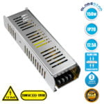 GloboStar® 73003 Μεταλλικό Τροφοδοτικό PELV Slim για Προϊόντα LED 150W 12.5A - AC 220-240V σε DC 12V - IP20 L20 x W5.7 x H3.8cm - 2 Years Warranty