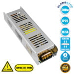 GloboStar® 73004 Μεταλλικό Τροφοδοτικό PELV Slim για Προϊόντα LED 200W 16.5A - AC 220-240V σε DC 12V - IP20 L22.5 x W6.8 x H4cm - 2 Years Warranty