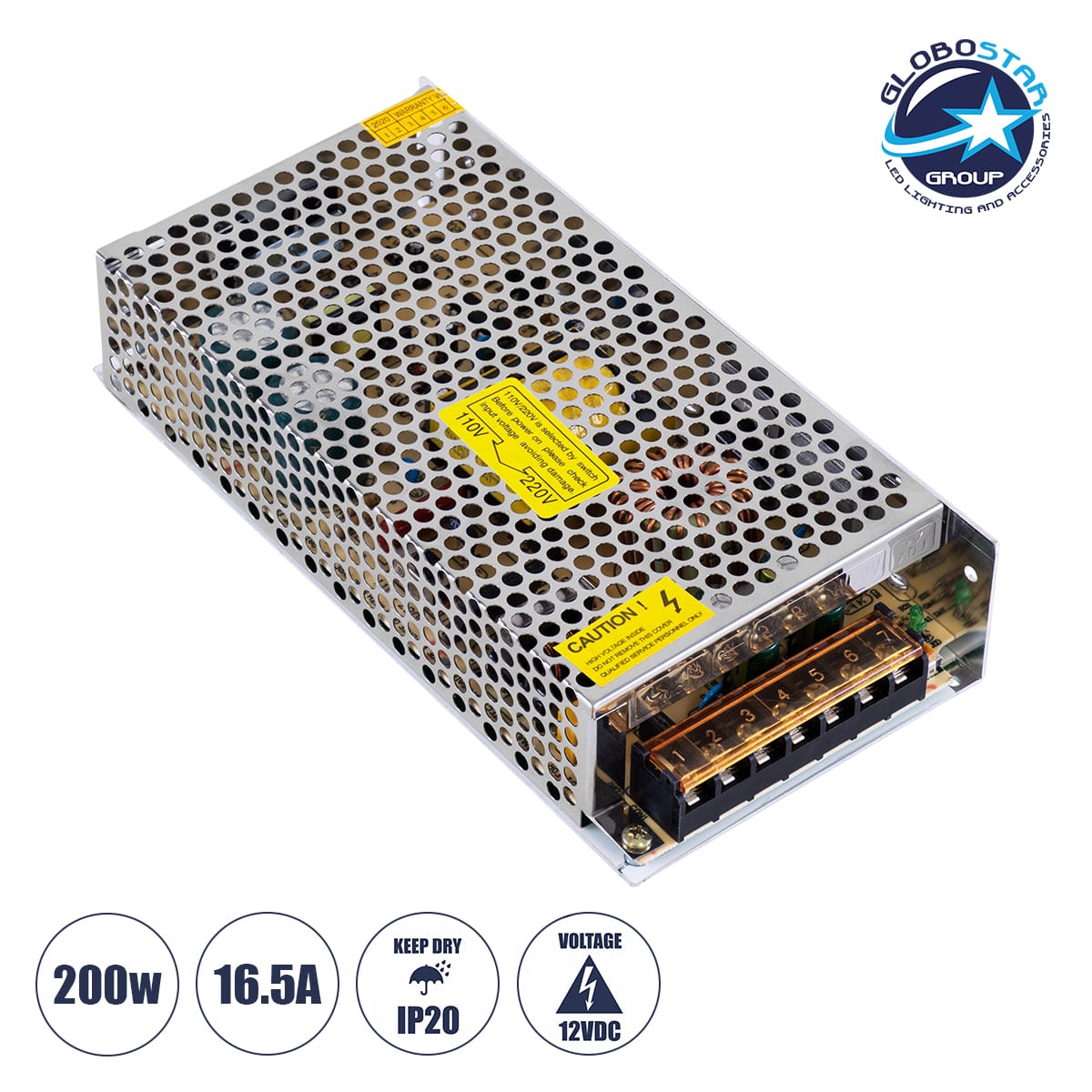 73091_1 GloboStar® 73091 Μεταλλικό Τροφοδοτικό PELV TRIAC DIMMABLE για Προϊόντα LED 200W 16.66A - AC 220-240V σε DC από 0.5V (0%) σε 12V (100%) - IP20 L20 x W9 x H4.5cm - 3 Χρόνια Εγγύηση - Image 1