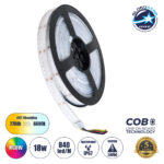 GloboStar® BEE 73416 Ταινία LED 18W/m 1800lm/m 120° DC 24V Αδιάβροχη IP67 - 840 x Micro 5in1 SMD COB LED Chip/Μέτρο - Μ5000 x Π14 x Υ4mm - Ρολό 5 Μέτρων - Πολύχρωμη RGBW+WW - 5 Χρόνια Εγγύηση